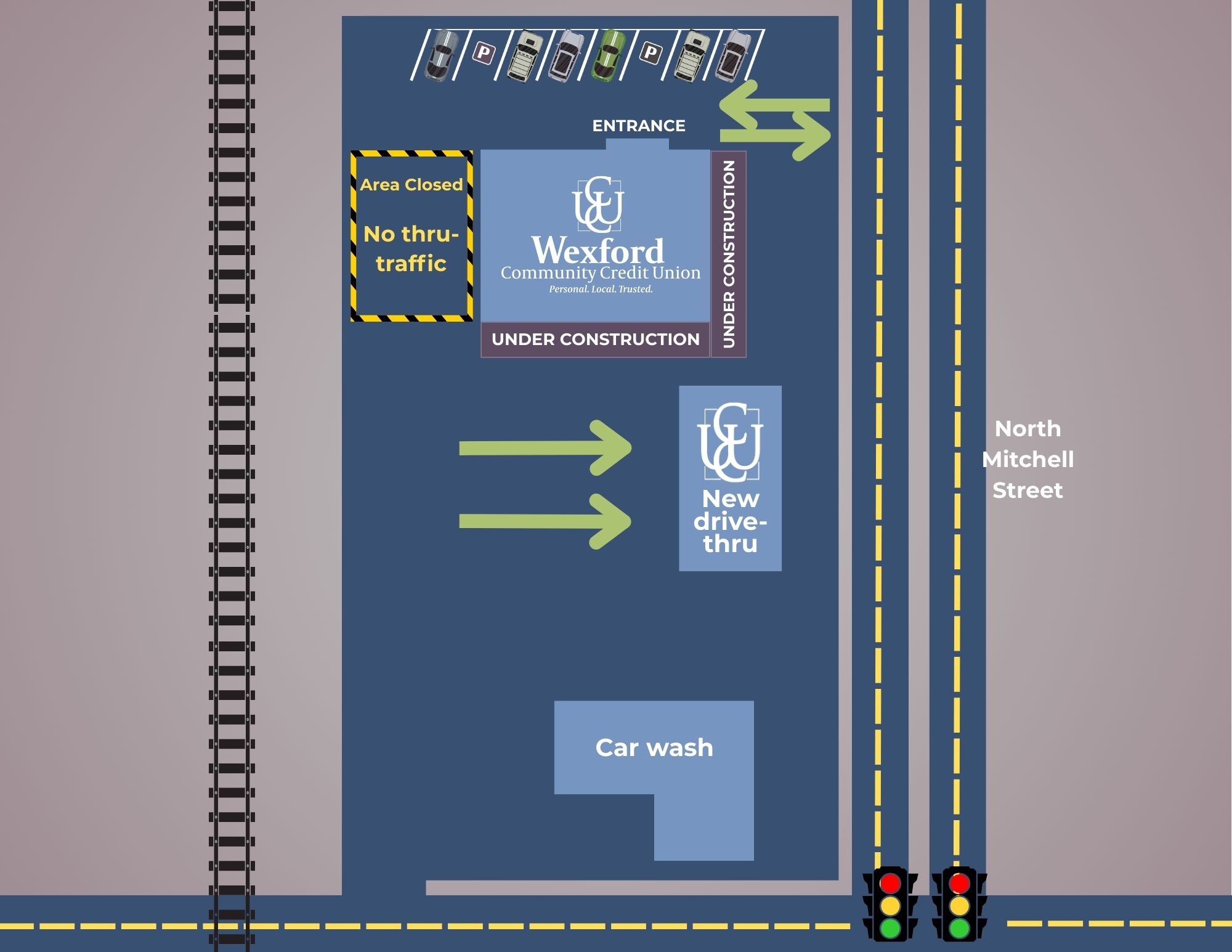 map of parking lot closure